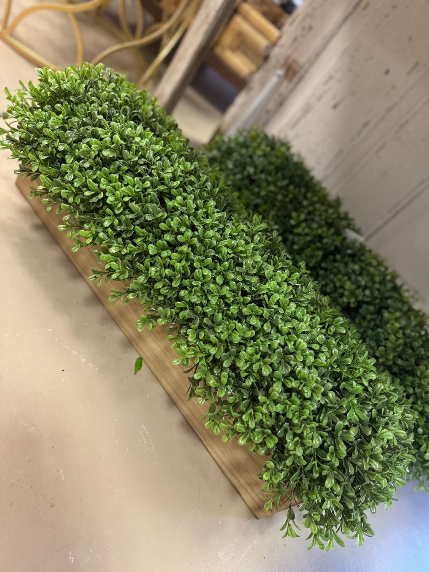 24” Wood Box with Greenery