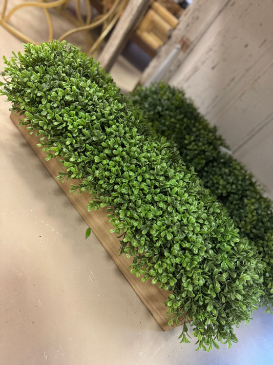 24” Wood Box with Greenery