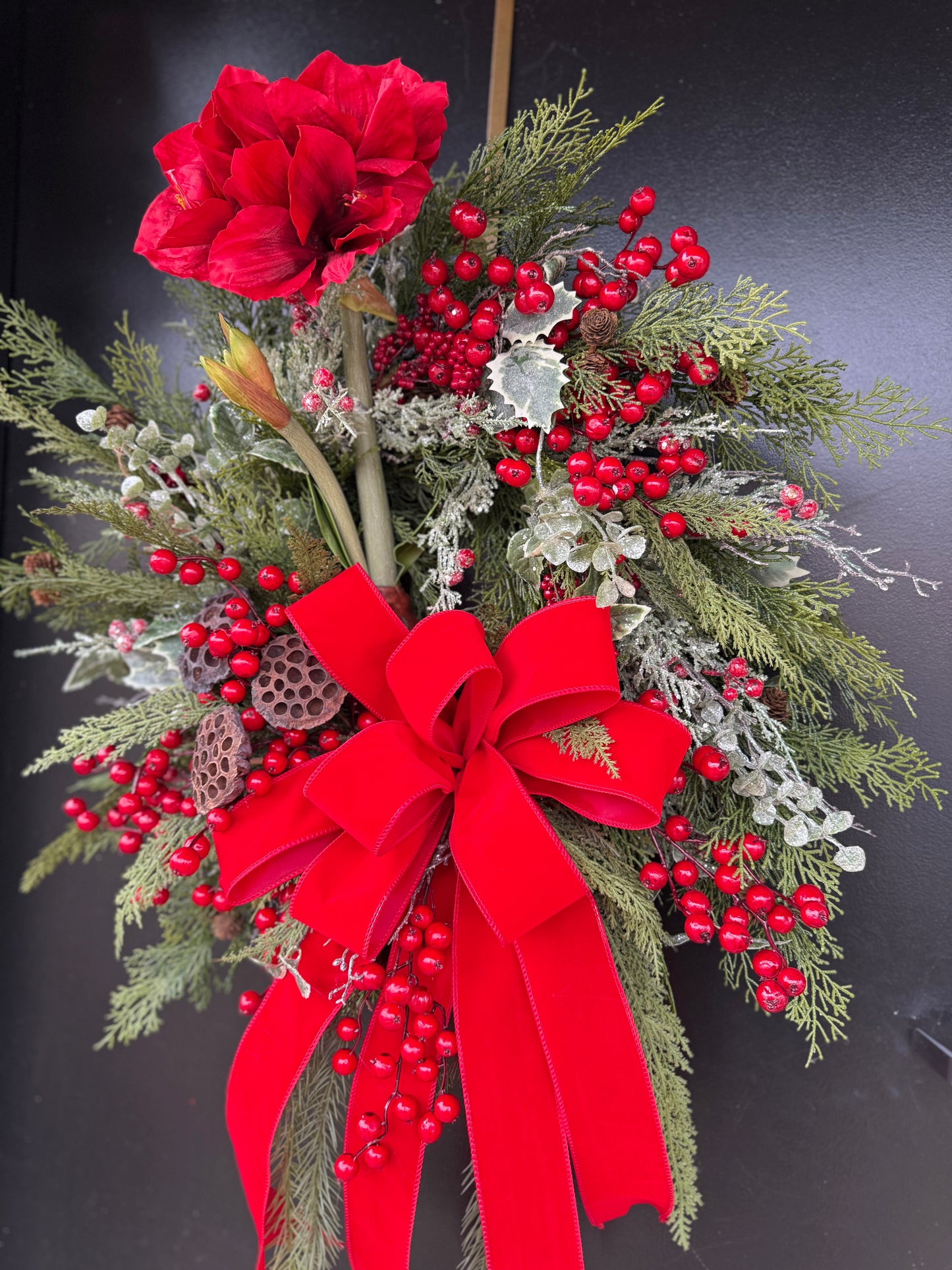 “Snowy Amaryllis” Christmas Wreath