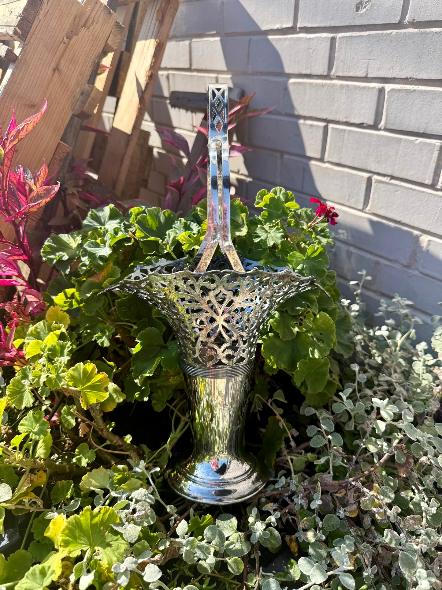 Vintage Silver Plated Bridal Basket