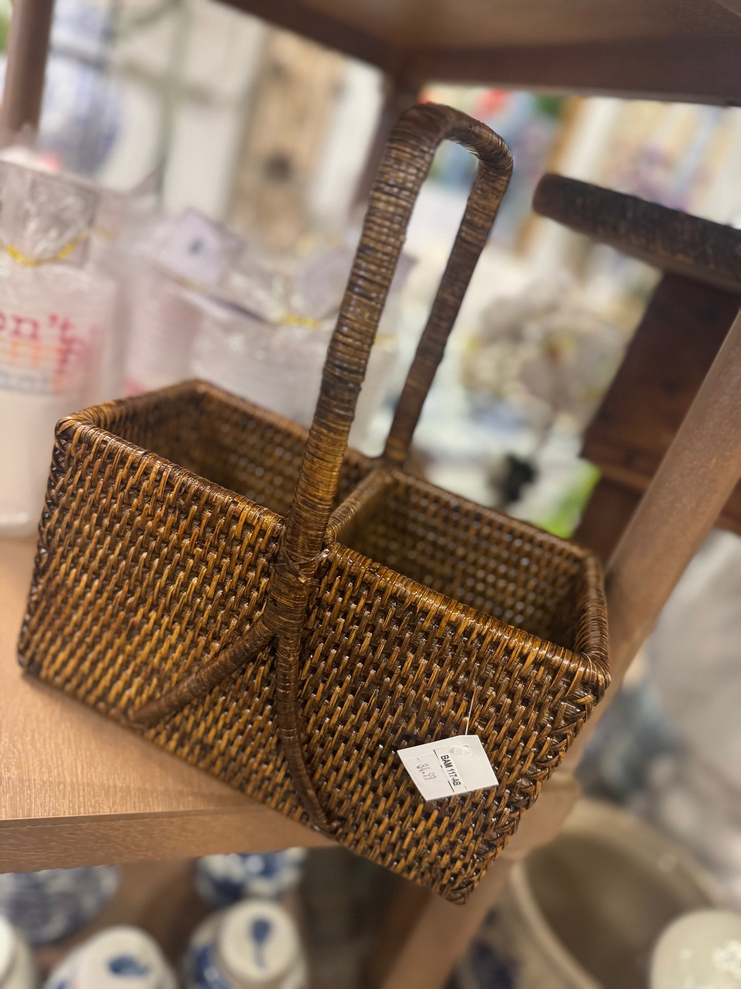Rattan Silverware DOUBLE Caddy
