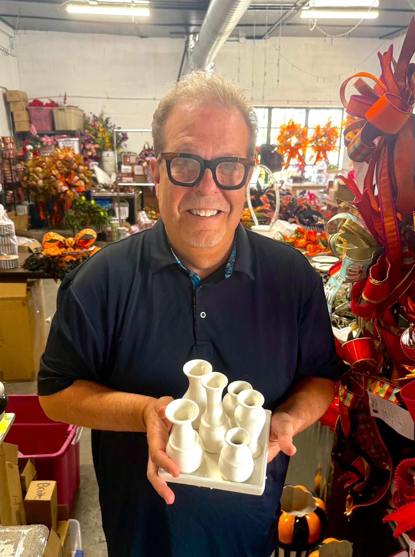 White Ceramic Bud Vase Tray