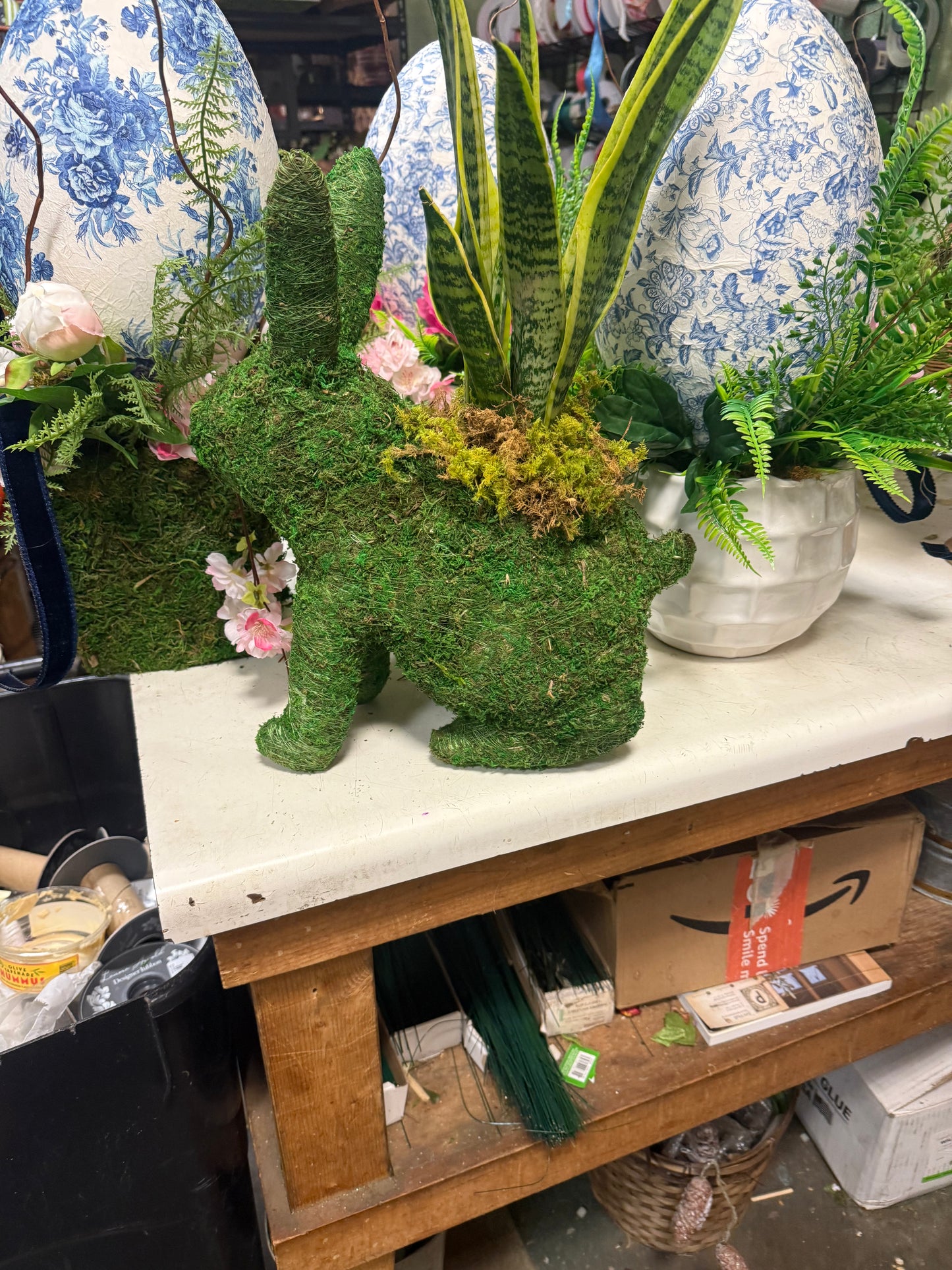 Green Moss Bunny Planter