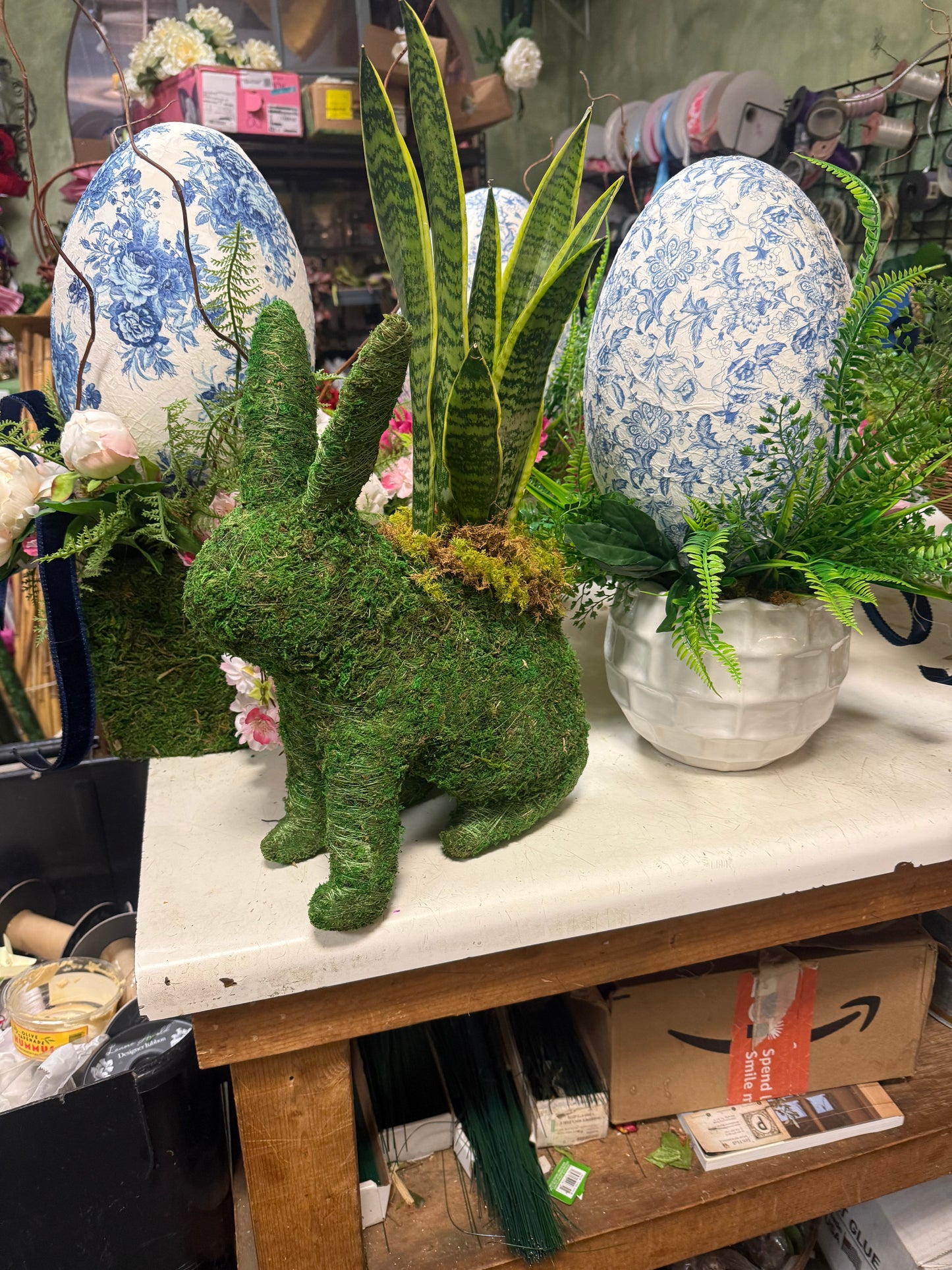 Green Moss Bunny Planter