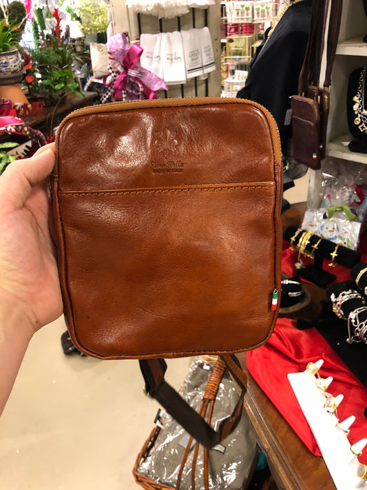 Brown leather cross bag