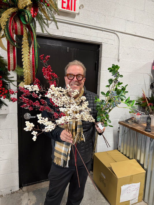 36” Iced Red Berry Stem