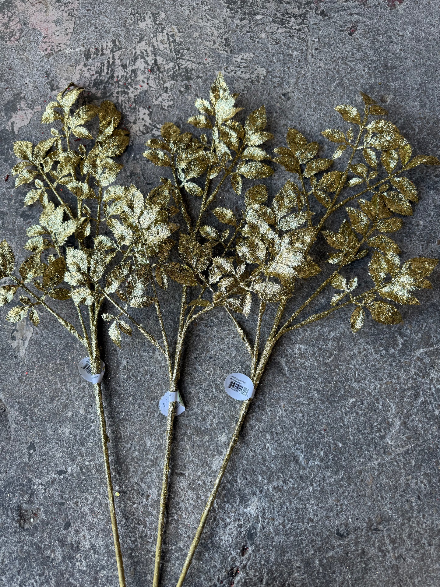 Bundle of 3 - 28” Gold Glitter Leaf Spray