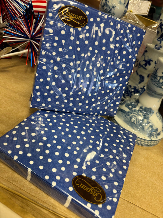 Blue Polka Dot Cocktail Napkins