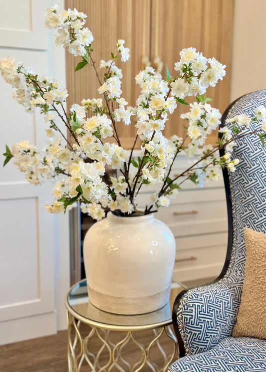 45” White Cherry Blossom Spray