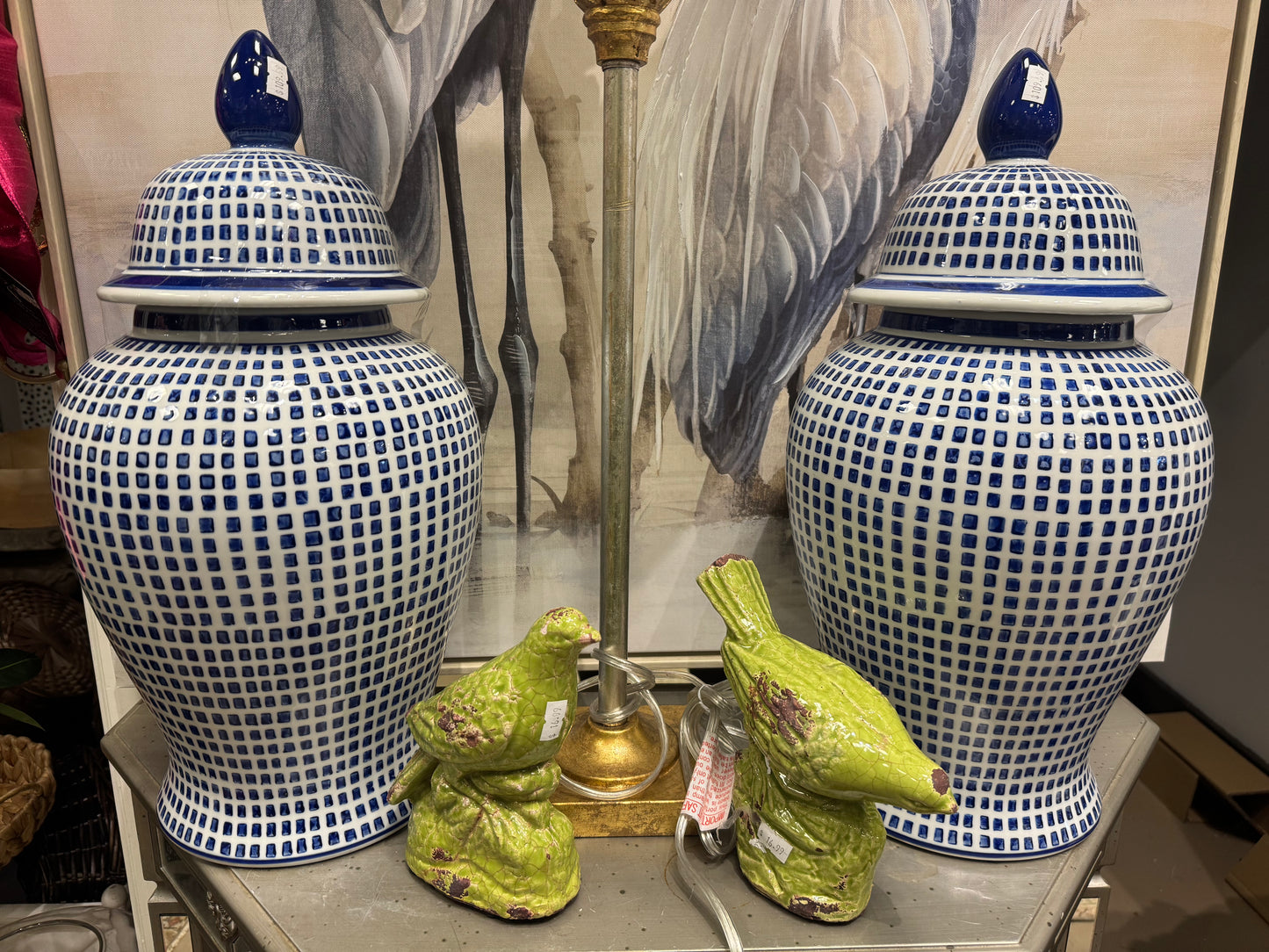 19” Blue & White Pattern Temple Jar