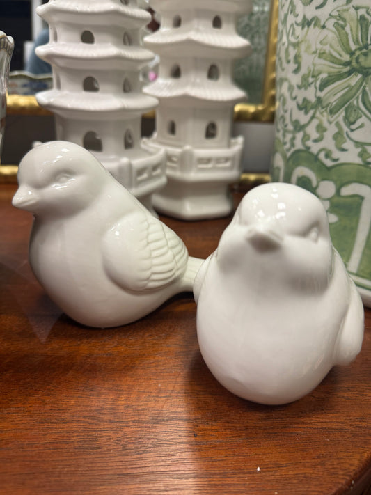 White Porcelain Bird set of 2