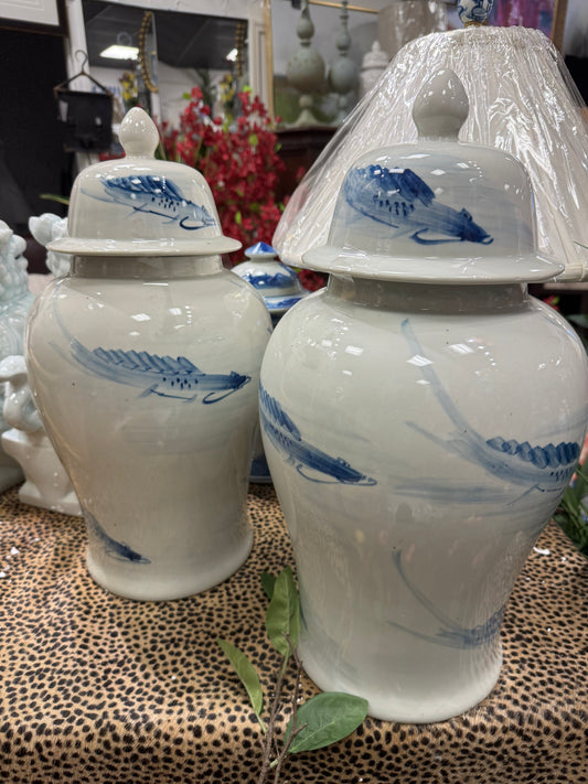 18” Blue & White Temple Jar