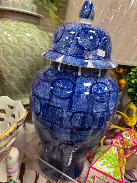 20” Blue & White Temple Jar