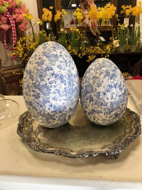 Large Blue and White Deco Egg Pattern 2