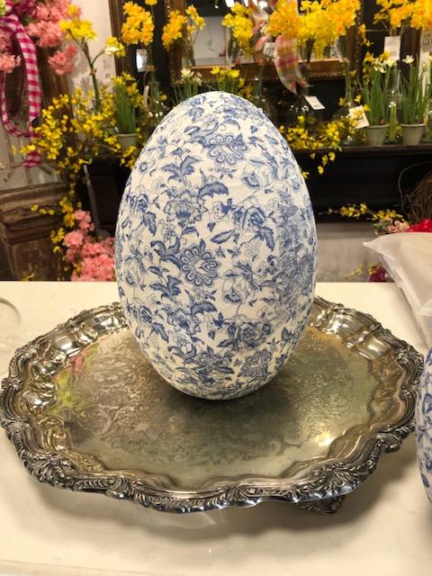 Large Blue and White Deco Egg Pattern 2