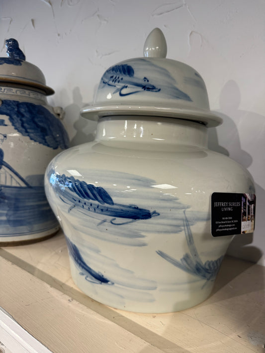 17” Blue & White Temple Jar