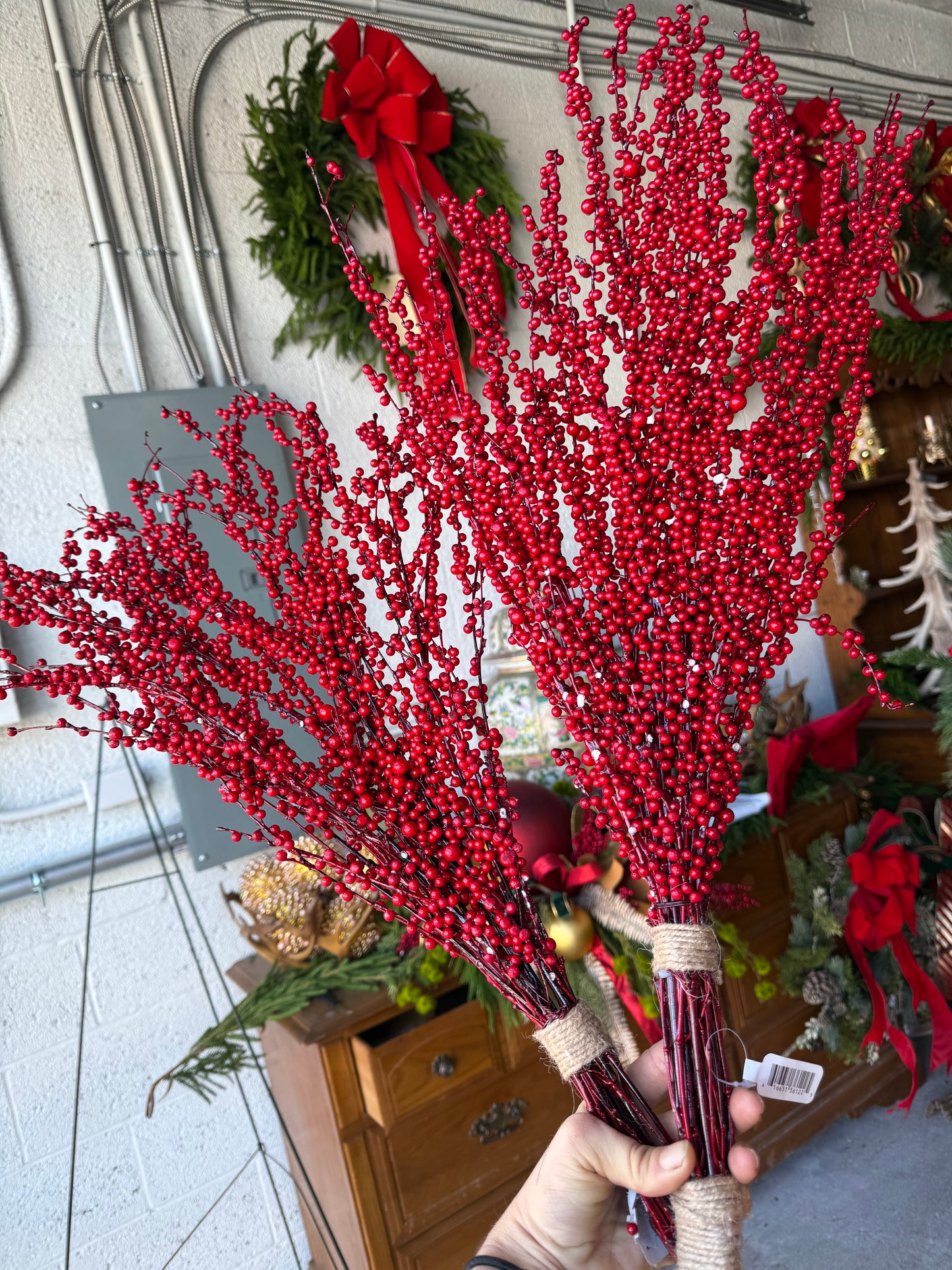 28” Red Berry Spray