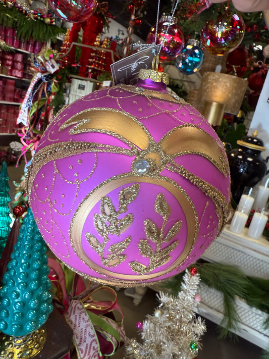 150mm Gold & Pink Ball Ornament