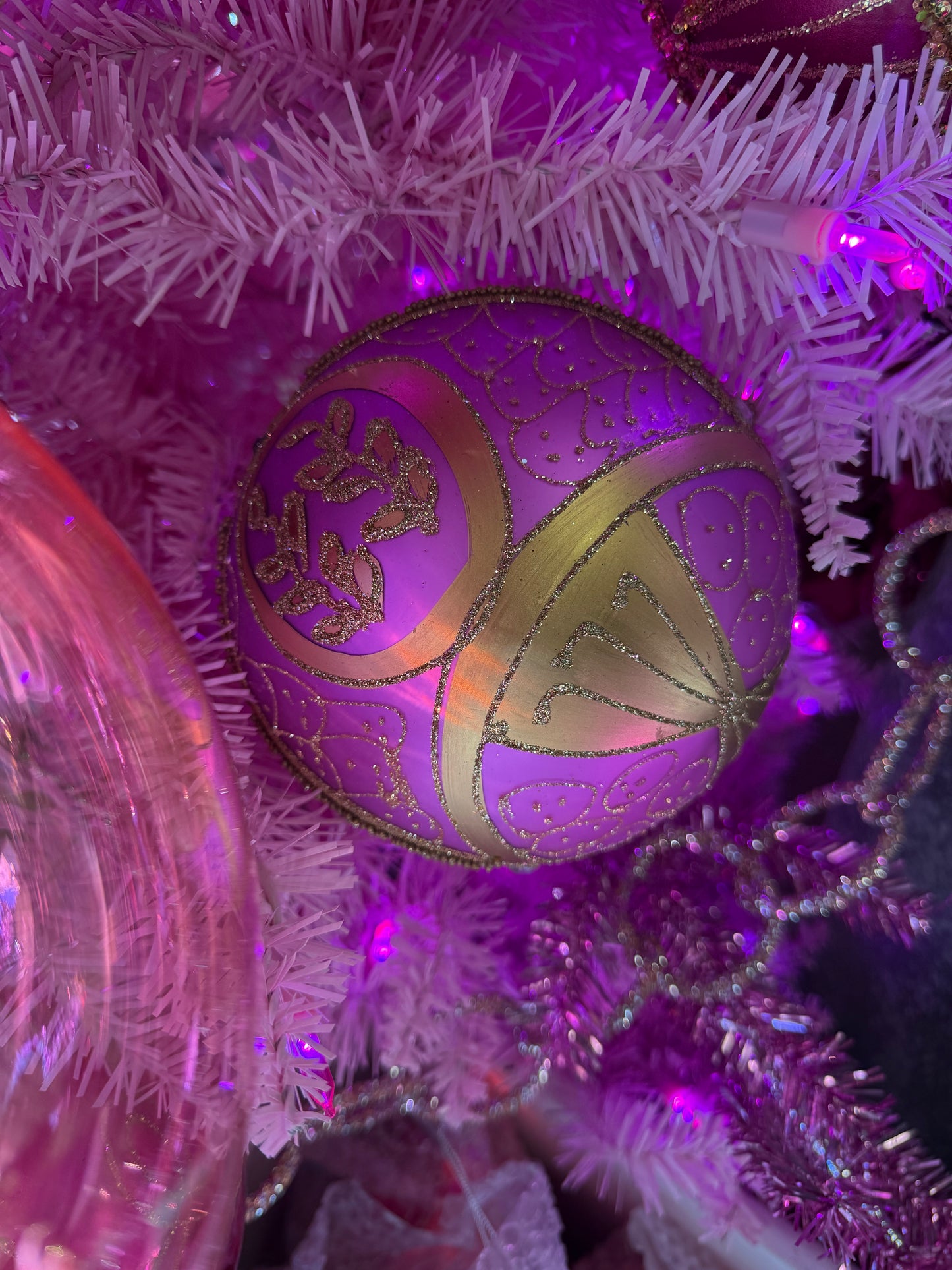 150mm Gold & Pink Ball Ornament