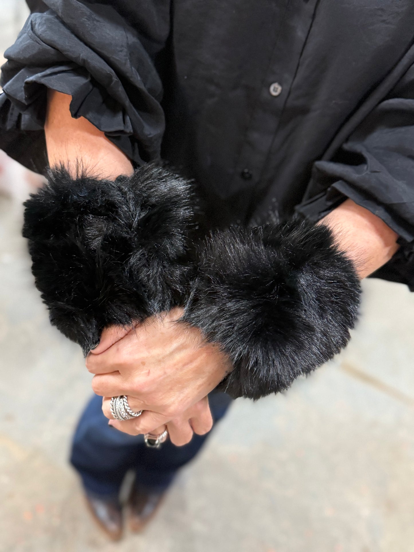 Black Fur Wrist Cuffs