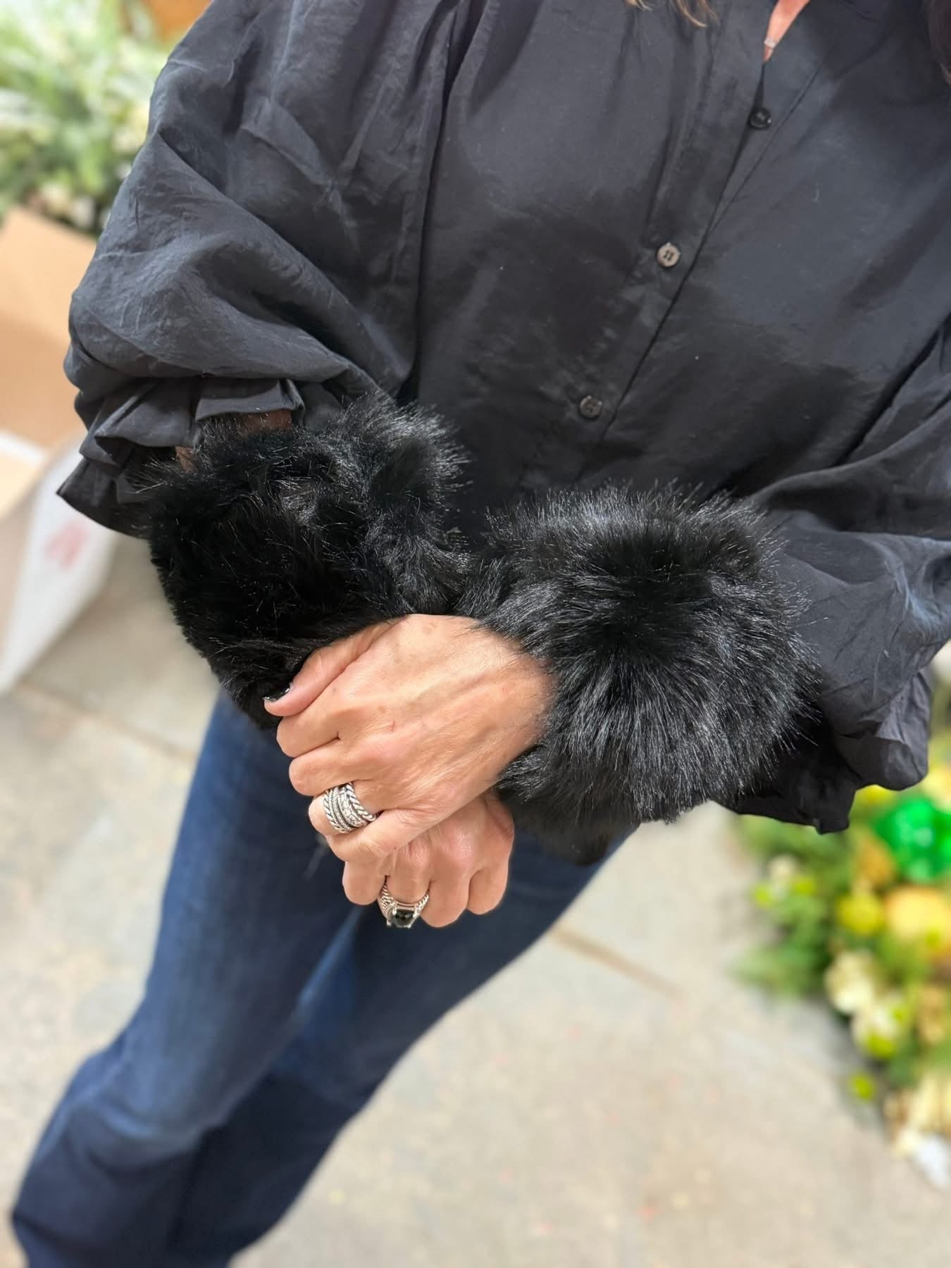Black Fur Wrist Cuffs