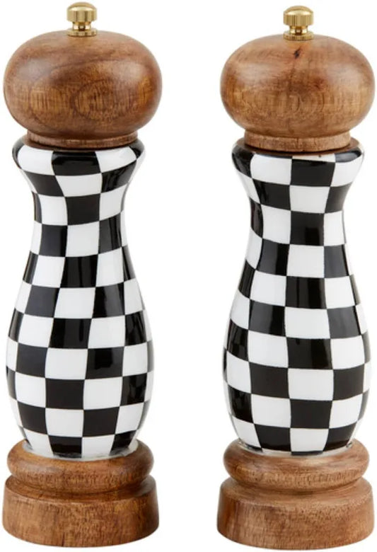 Black & White Check Salt & Pepper Grinder Set