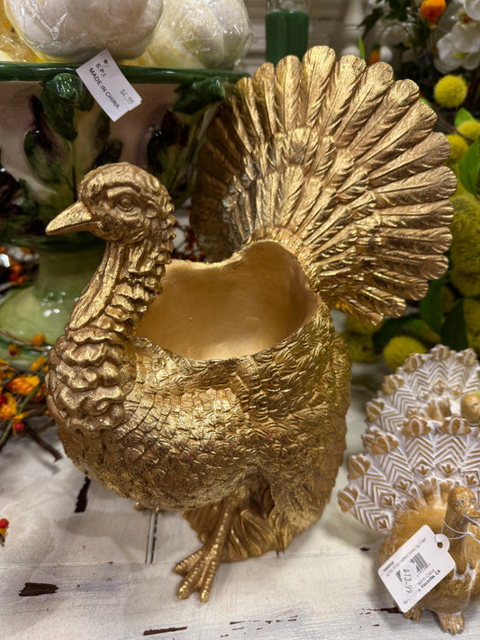 13.5” Gold Resin Turkey