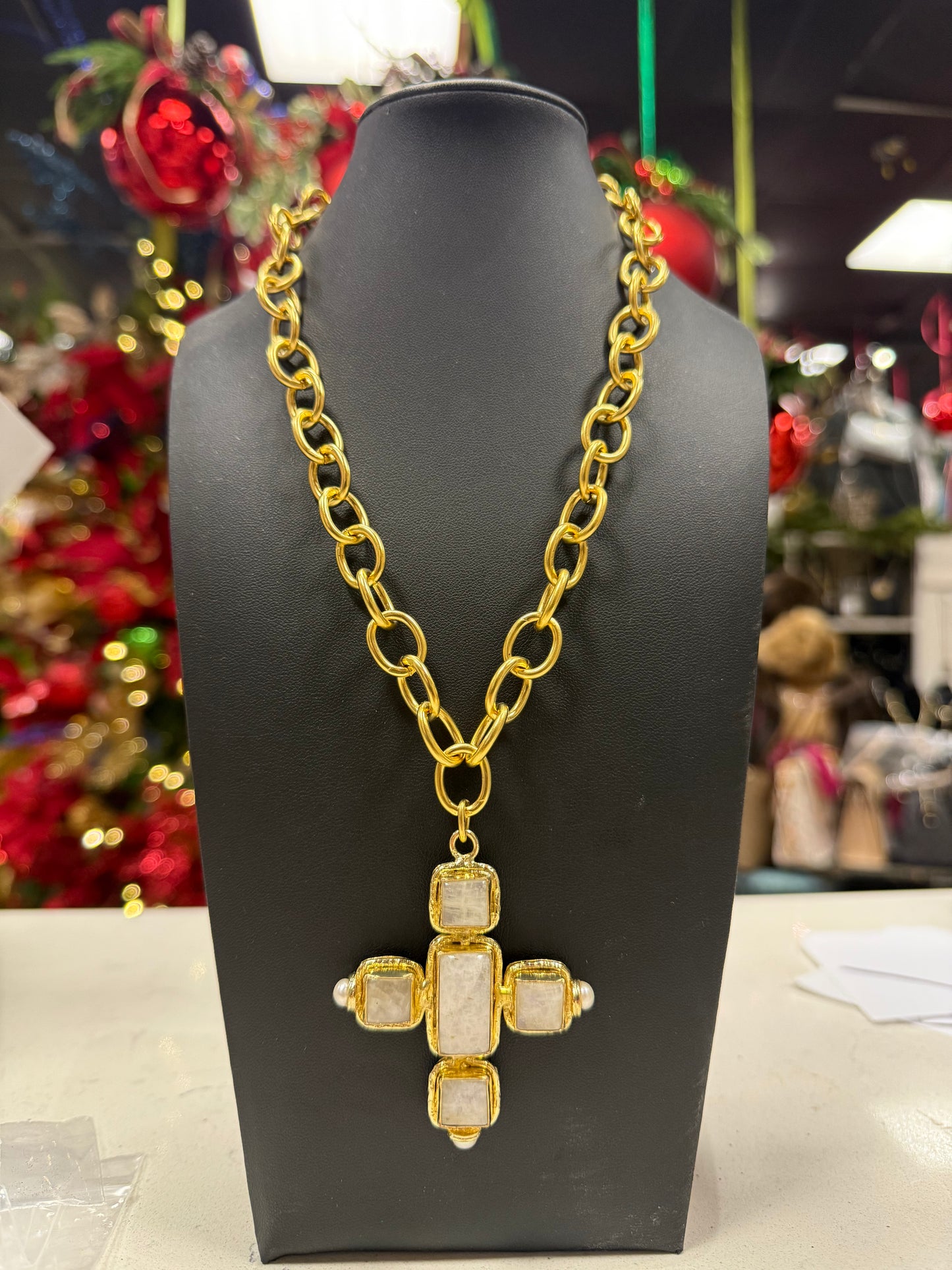 Gold Cross Statement Necklace