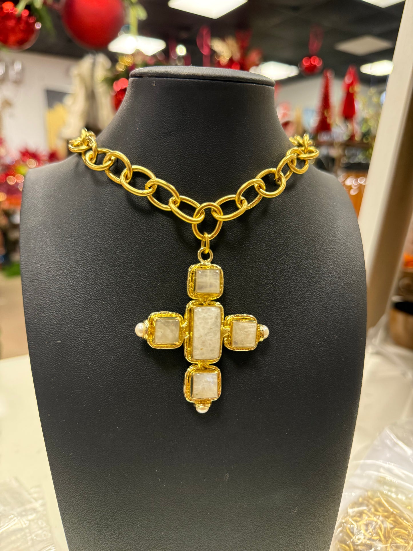 Gold Cross Statement Necklace