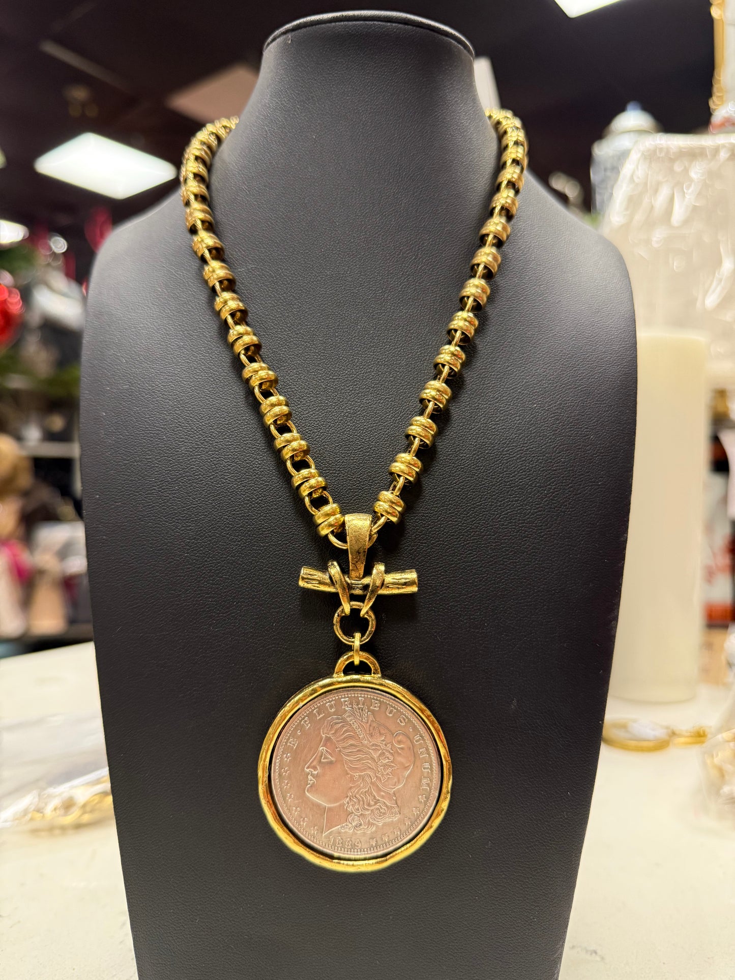 Gold Silver Coin Necklace