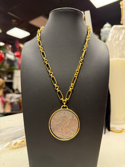 Gold Silver Coin Necklace