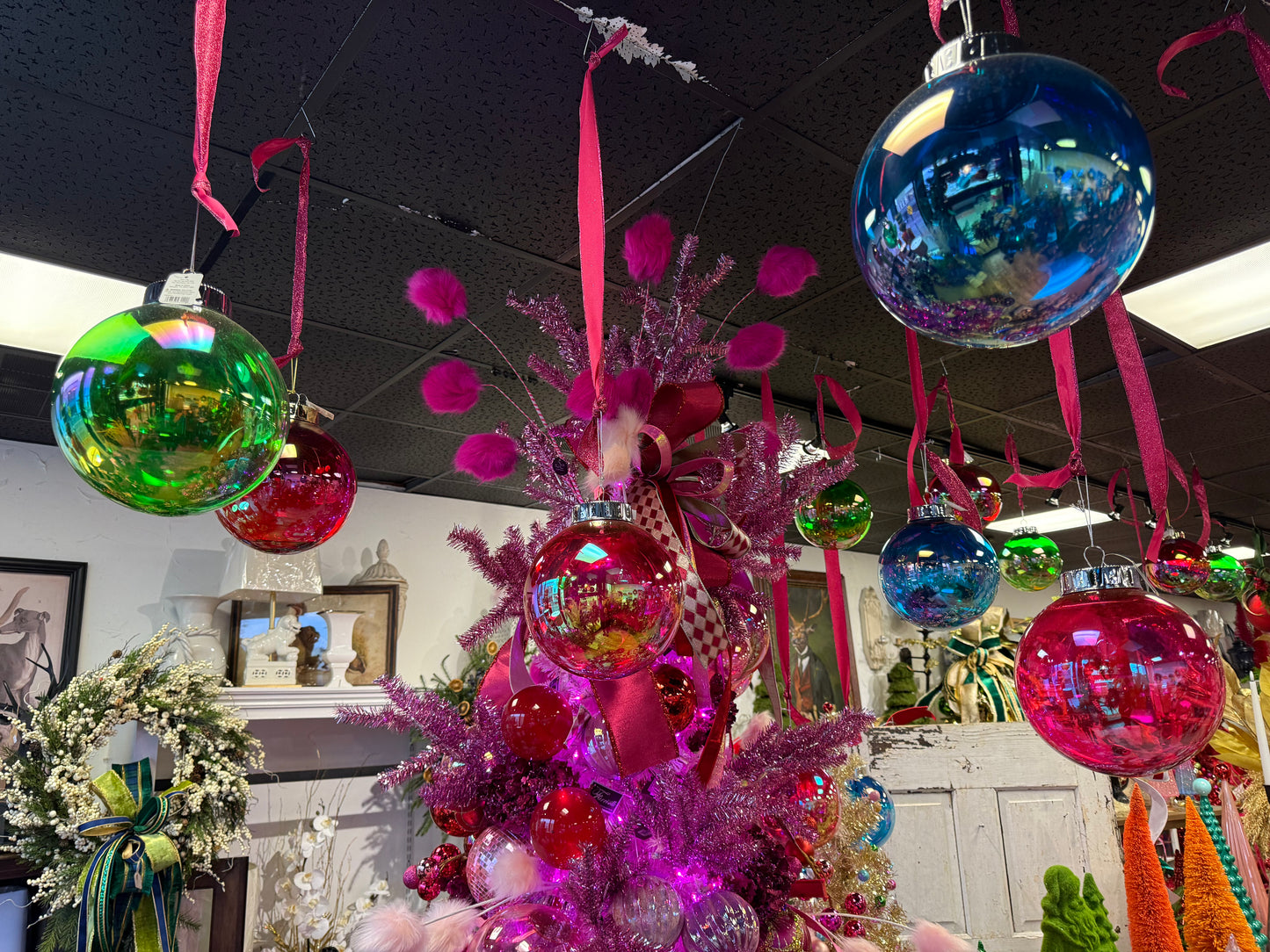 8” Clear Green Ornament - Plastic