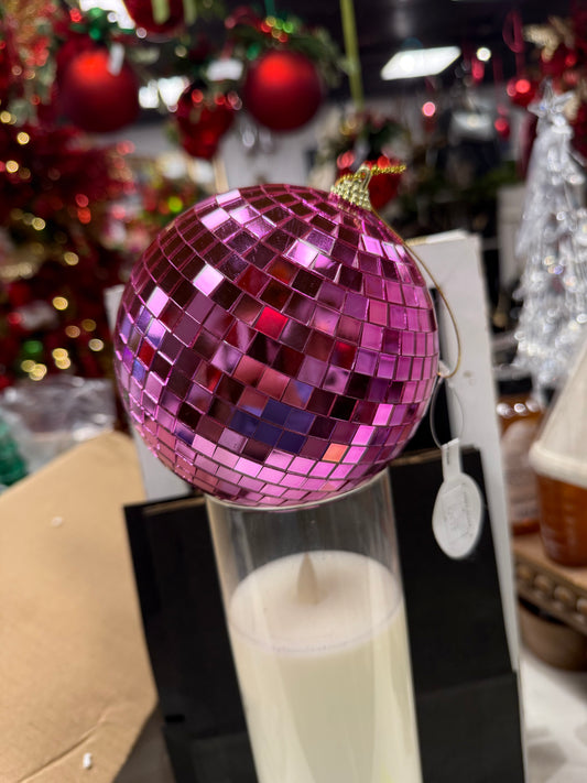 5” Pink Disco Mirror Ornament