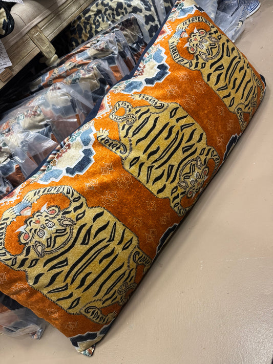 Velvet Tigers Lumbar Pillow