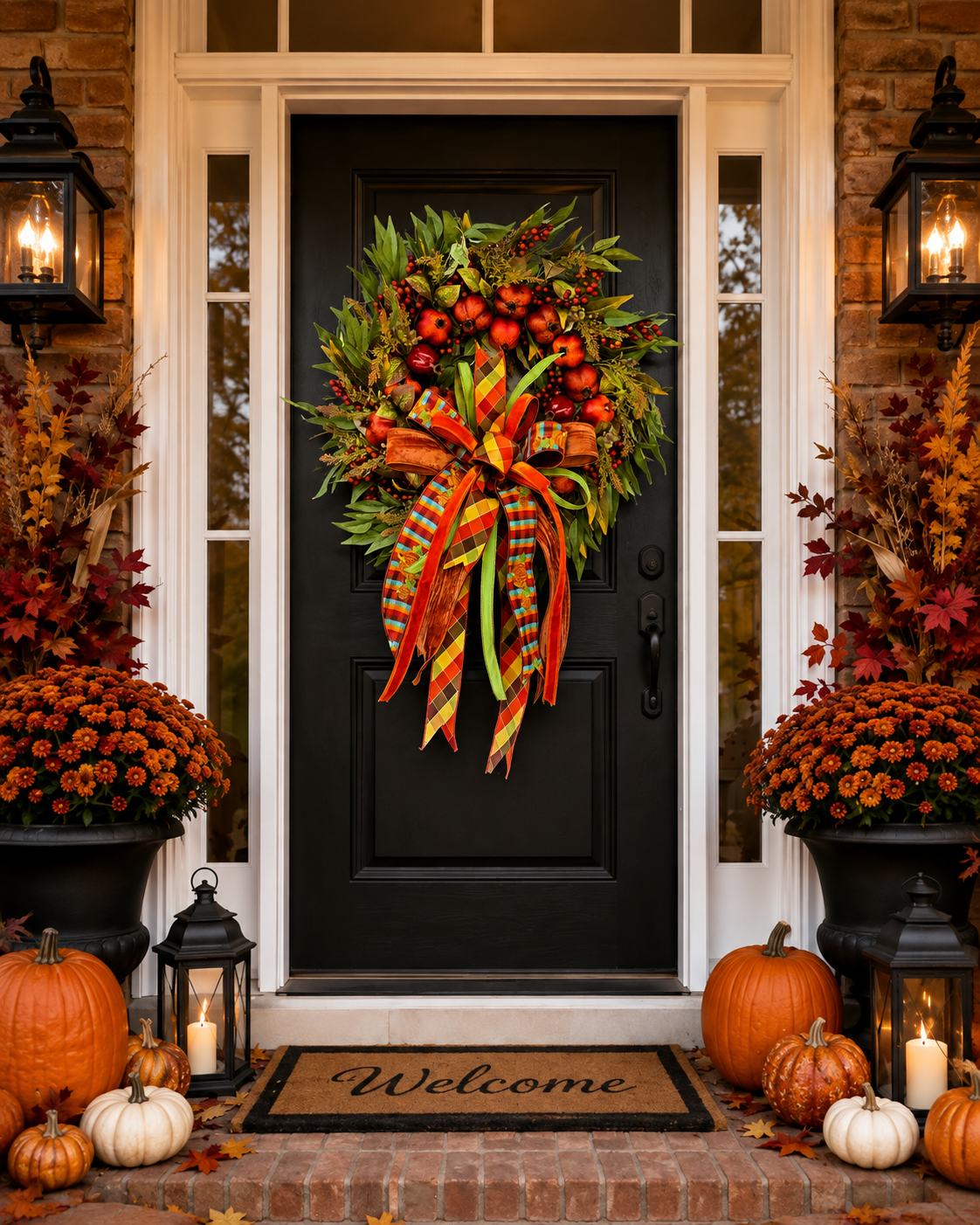 Pomegranate & Plaid Wreath
