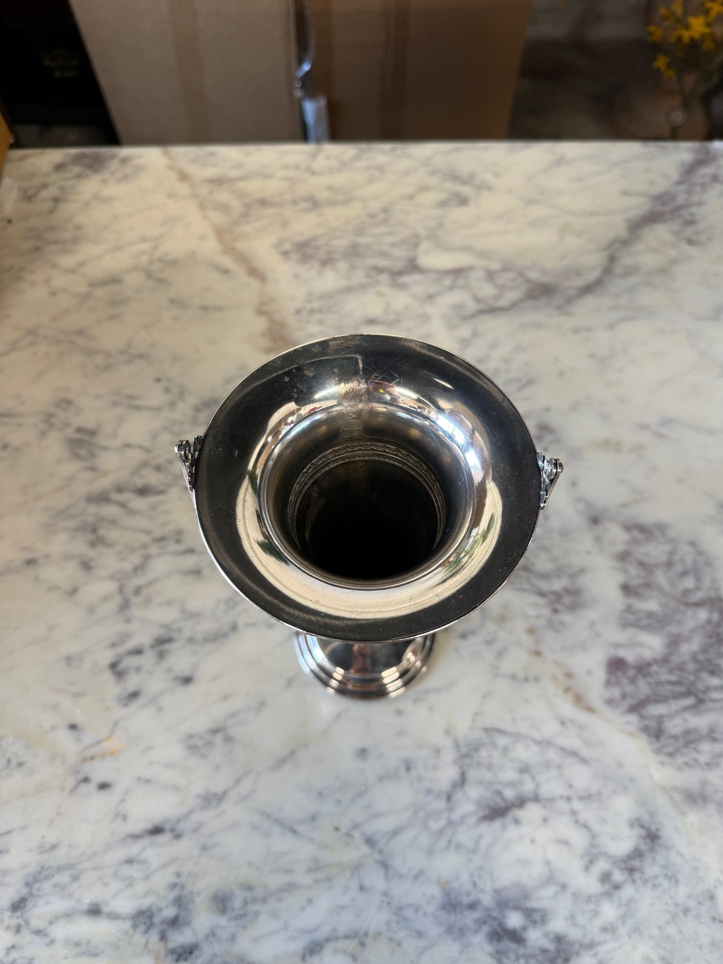 Vintage Silver Plated Trumpet Vase w/ Handle