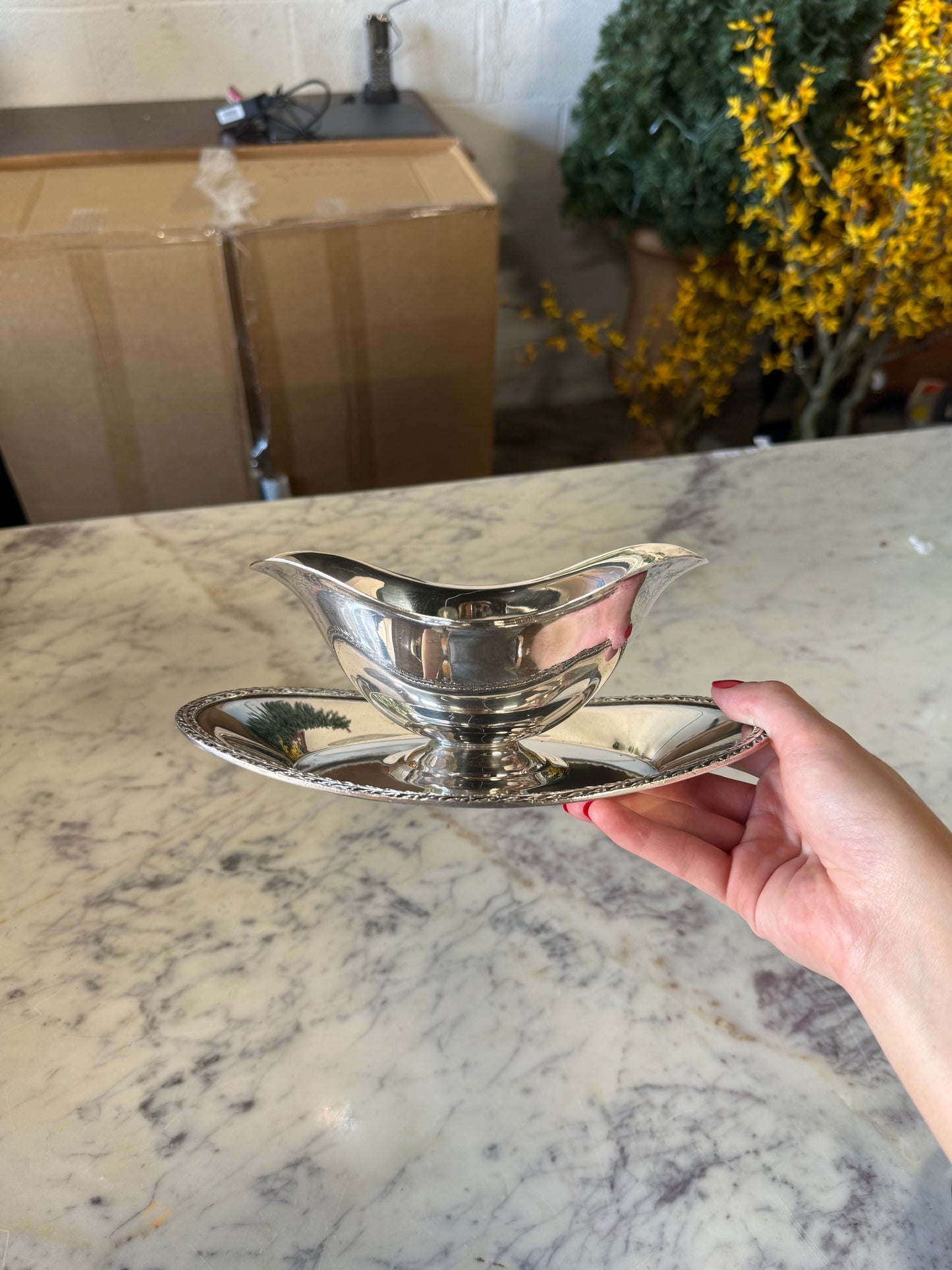 Vintage Silver Plated Gravy Boat