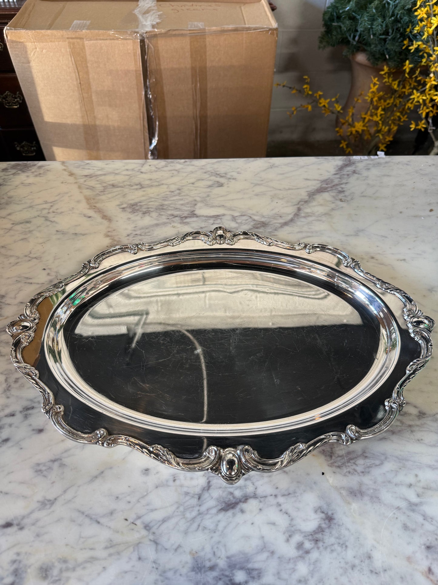Vintage Silver Plated Oval Platter (scratches)