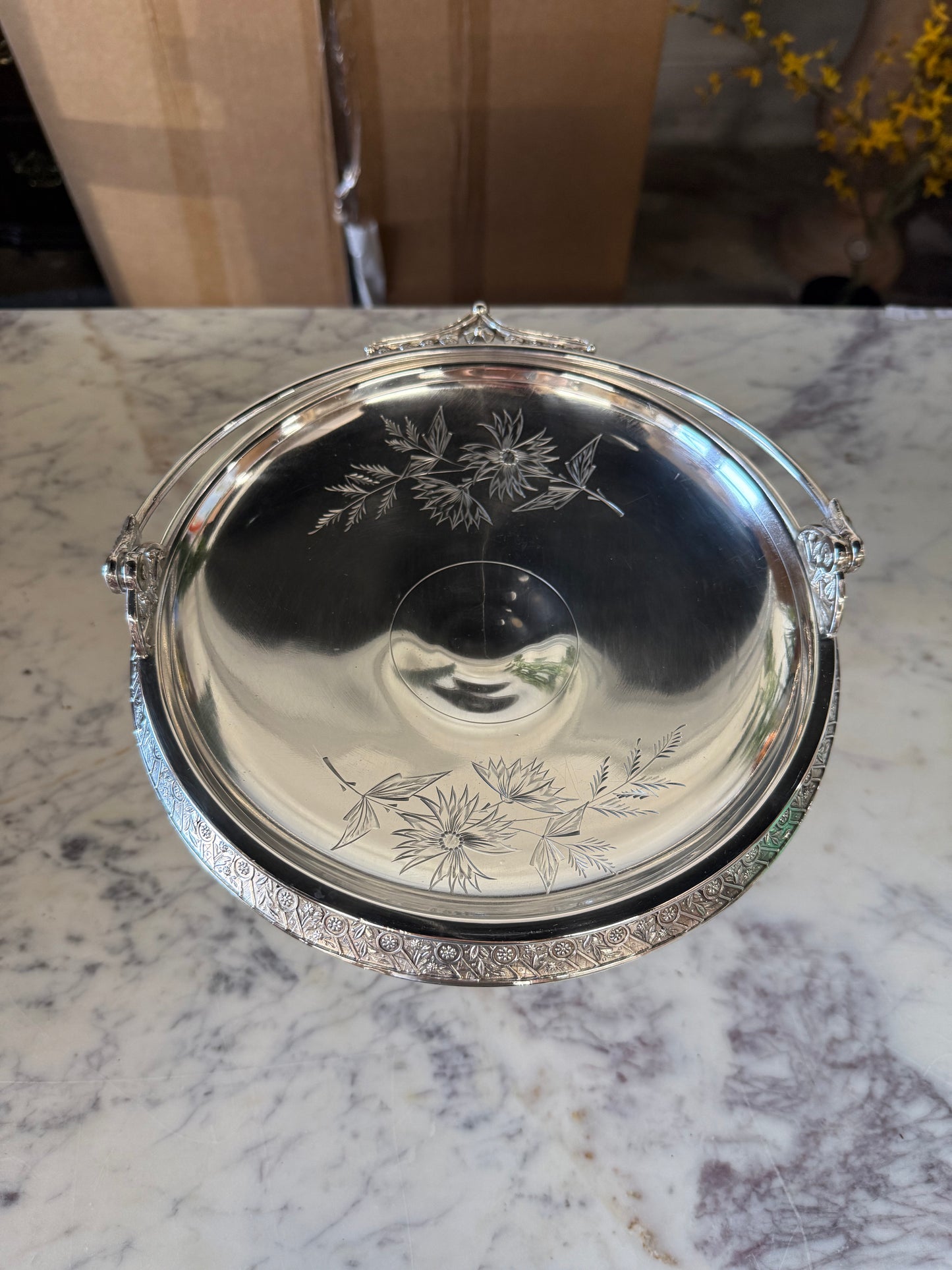 Vintage Silver Plated Bridal Basket 2