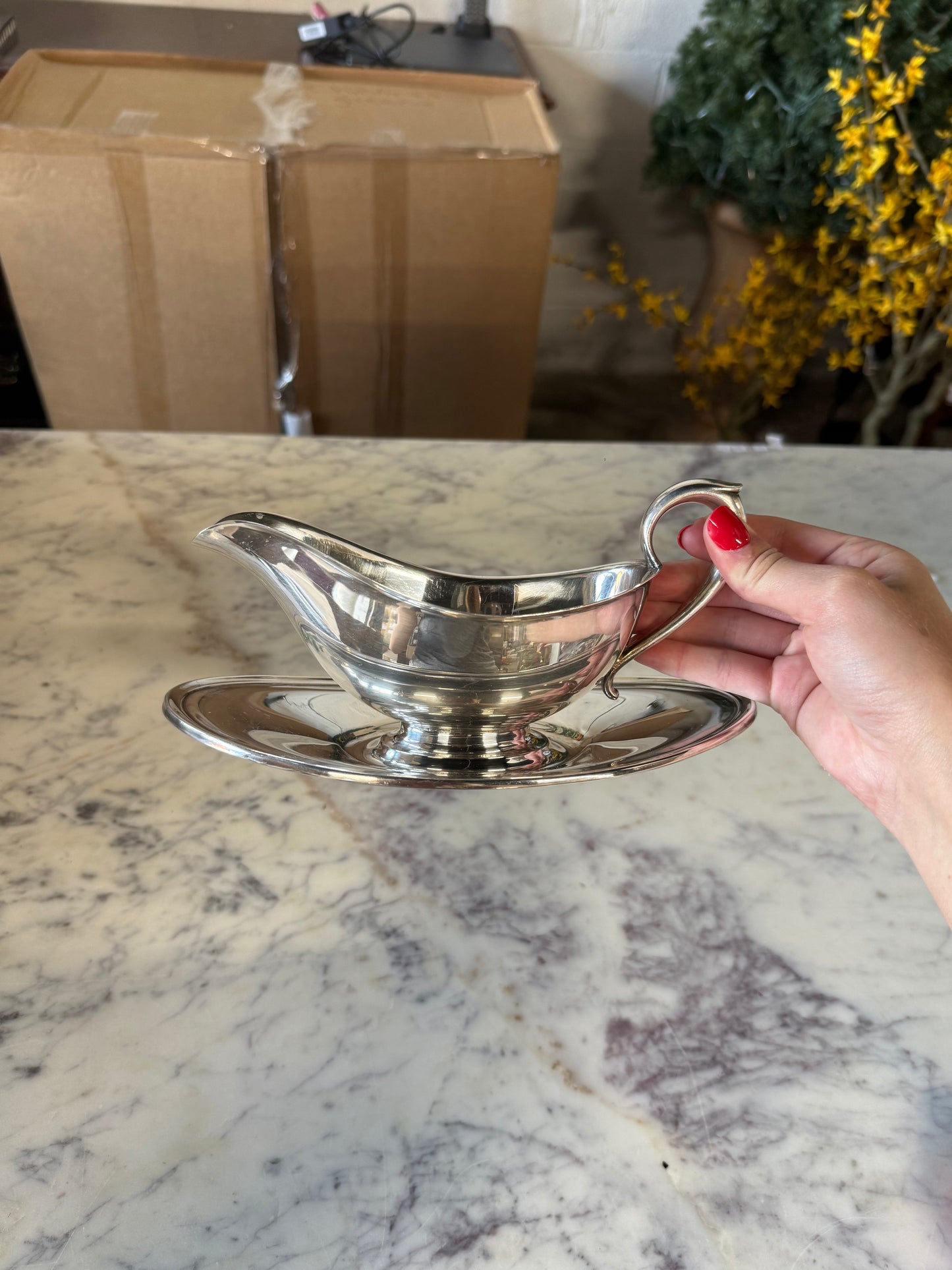 Vintage Silver Plated Gravy Boat 2