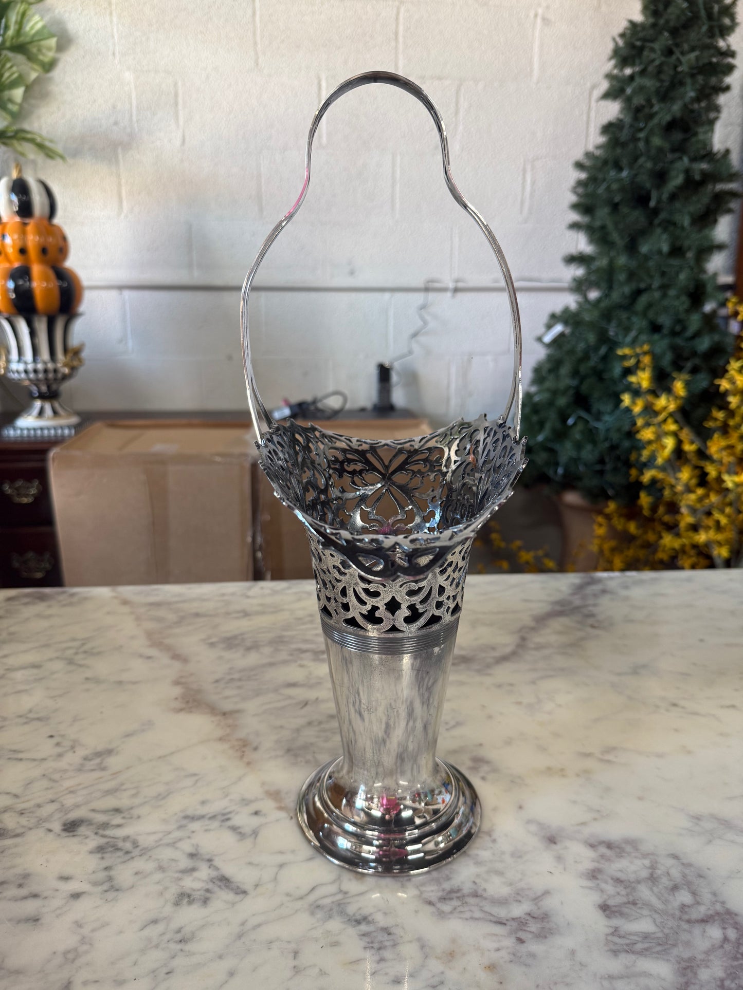 Vintage Silver Plated Bridal Basket