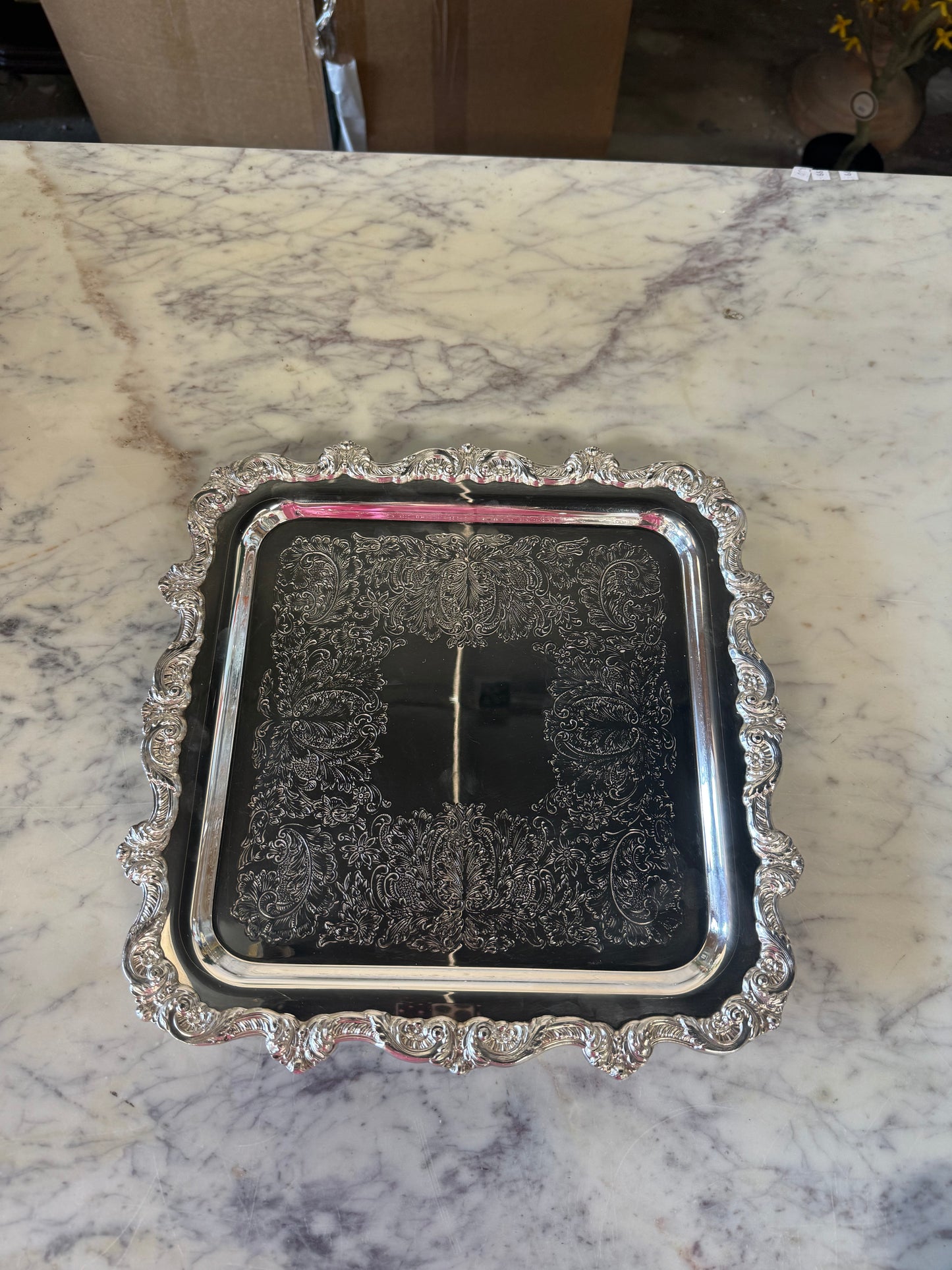 Vintage Silver Plated Poole Serving Tray