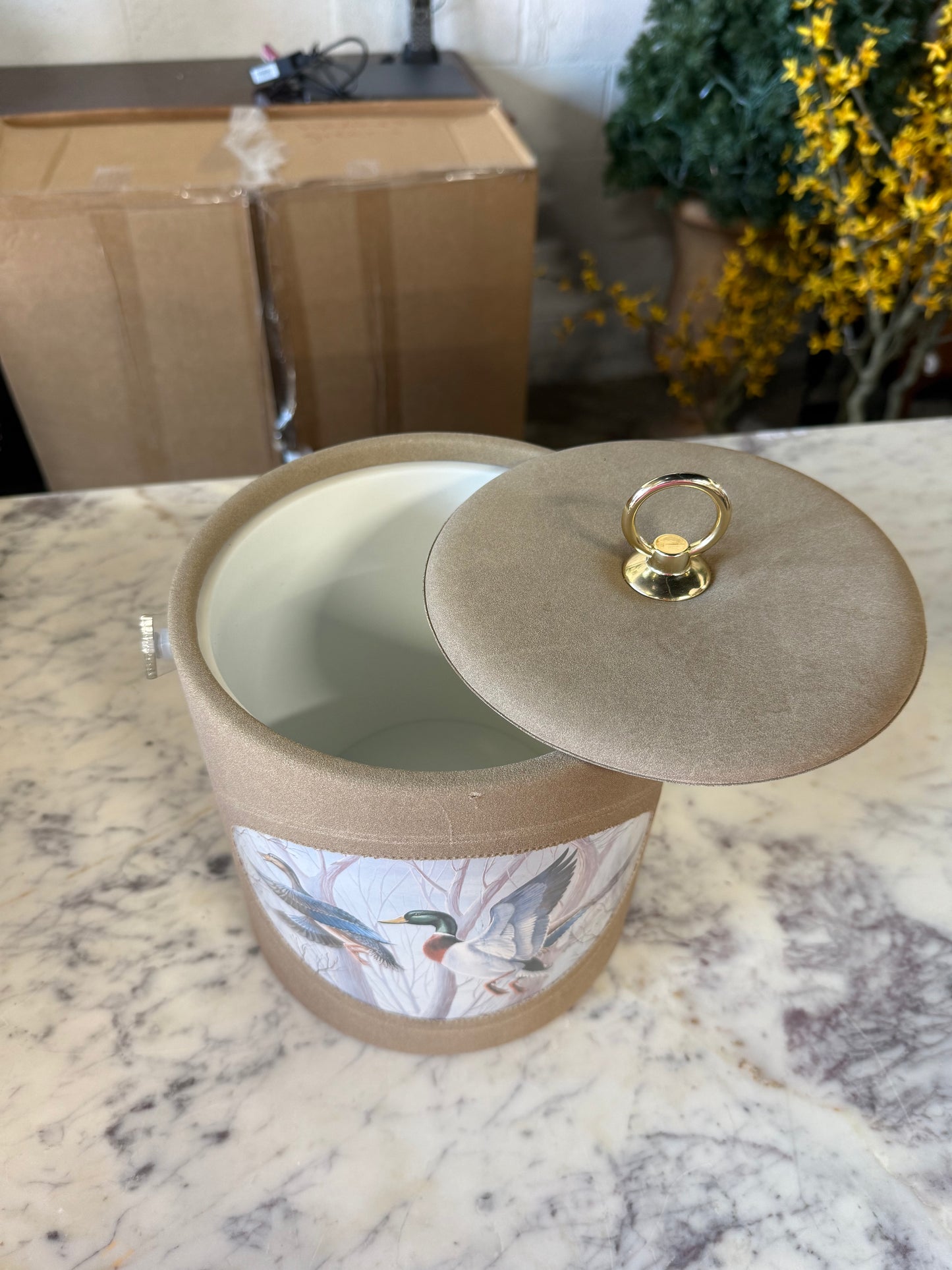 Vintage Padded, Tan Ice Bucket w/ handle
