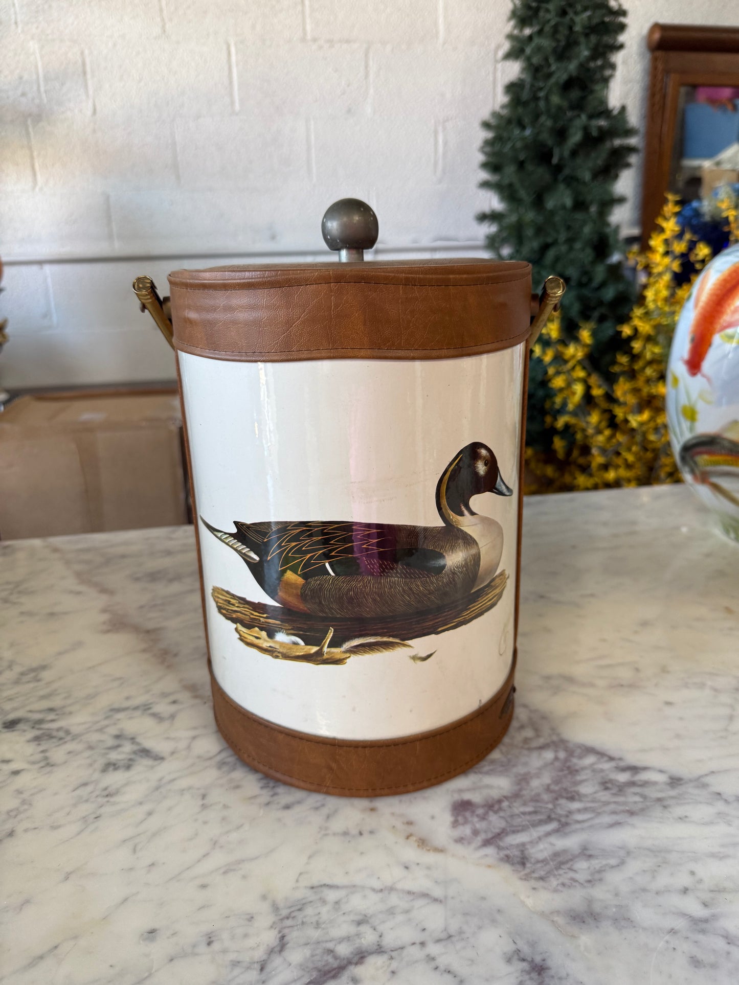 Vintage Mallard Duck Ice Bucket w/ Handle