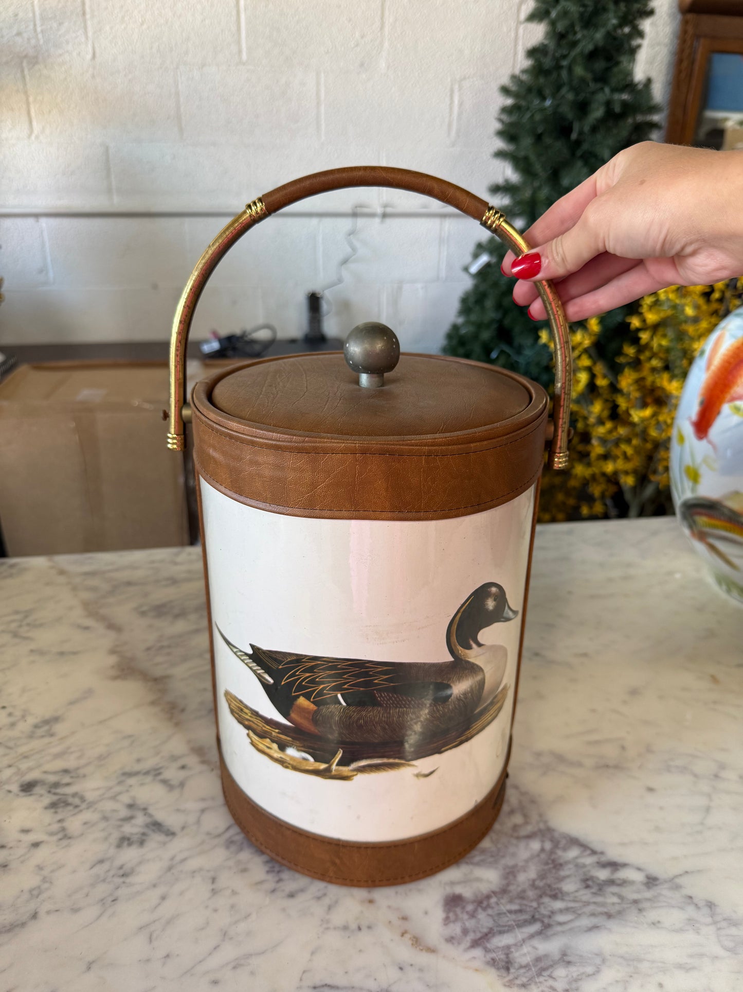 Vintage Mallard Duck Ice Bucket w/ Handle
