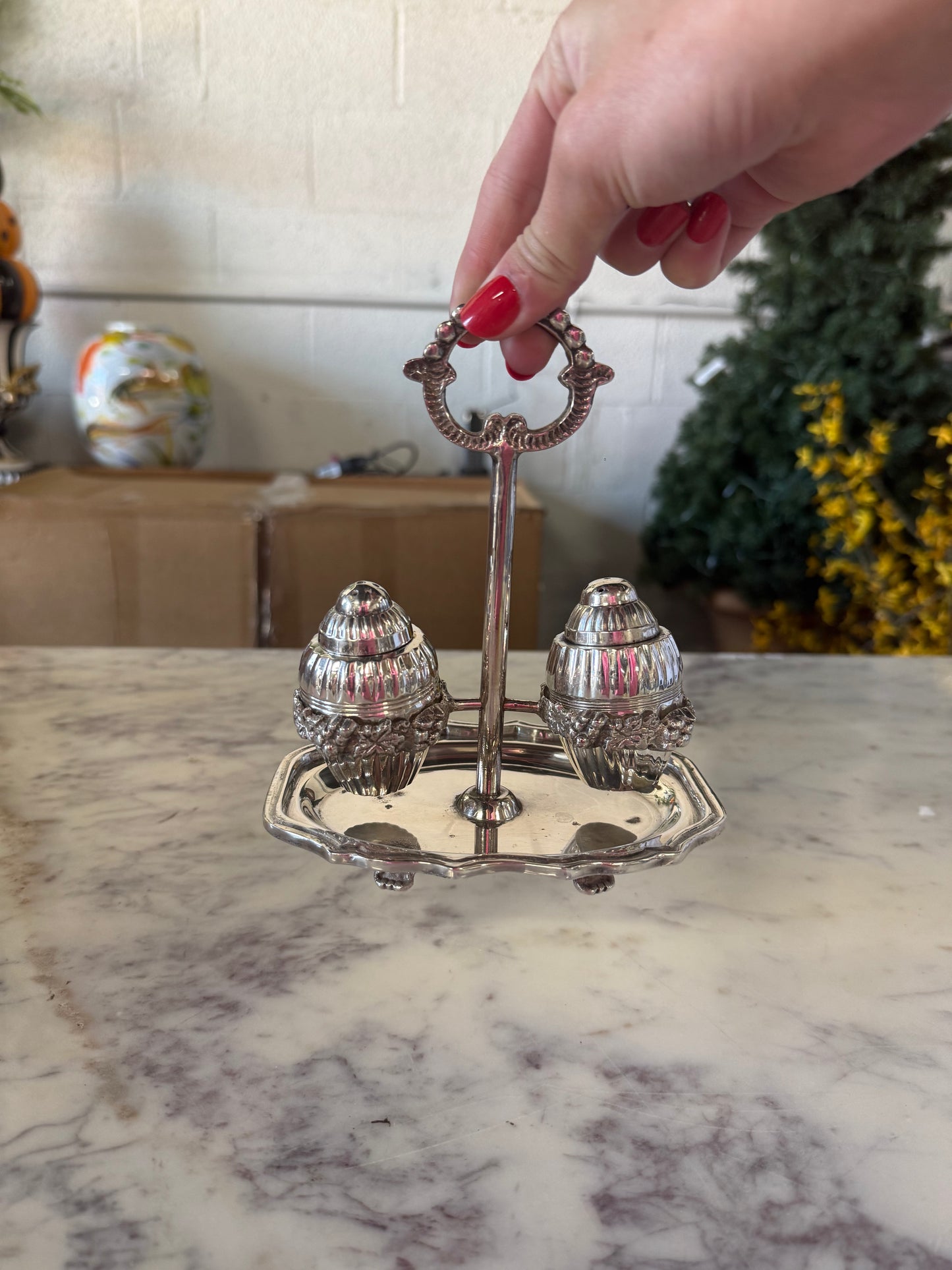 Vintage Silver Plated Salt & Pepper Shaker Set