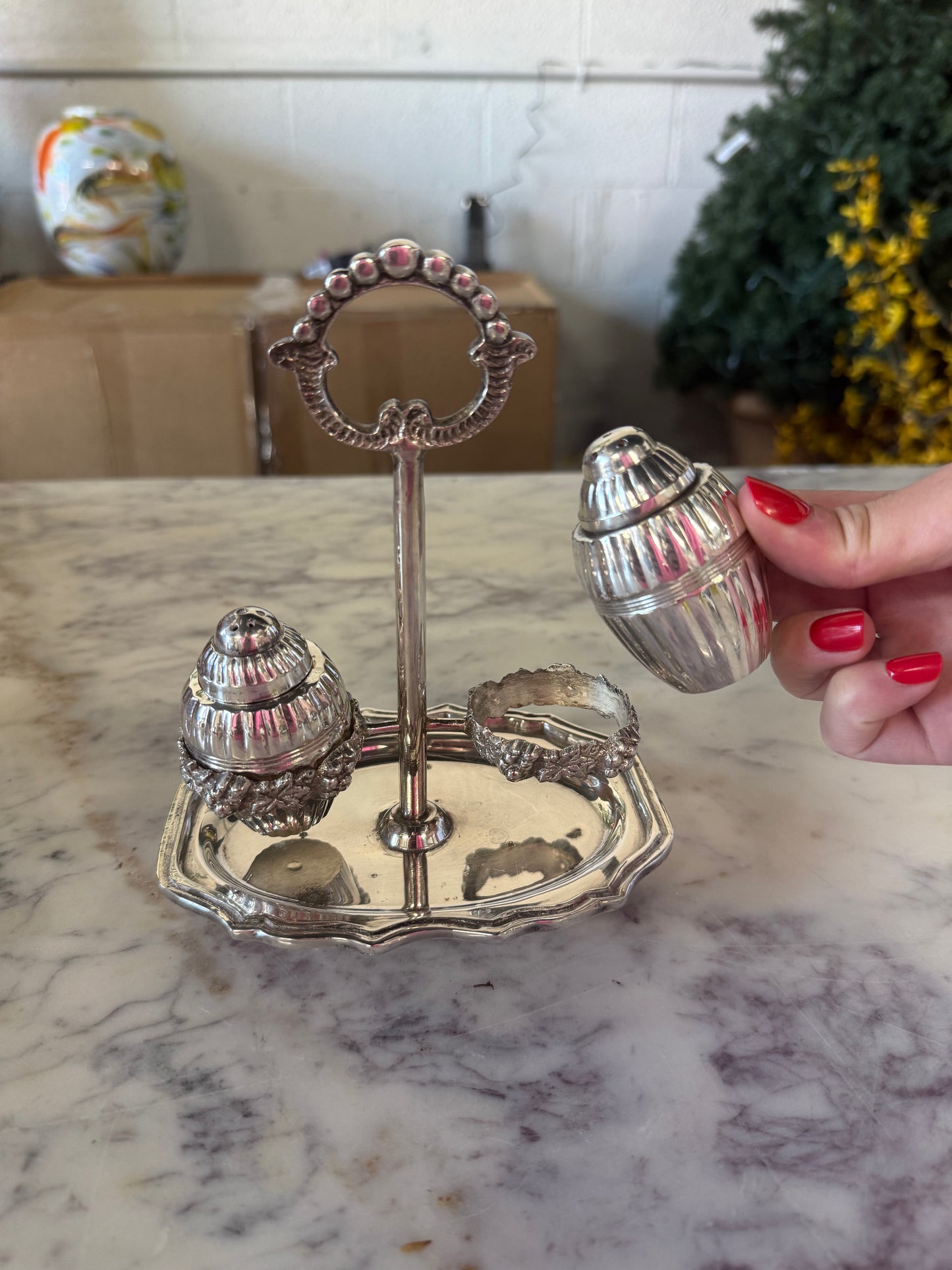 Vintage Silver Plated Salt & Pepper Shaker Set