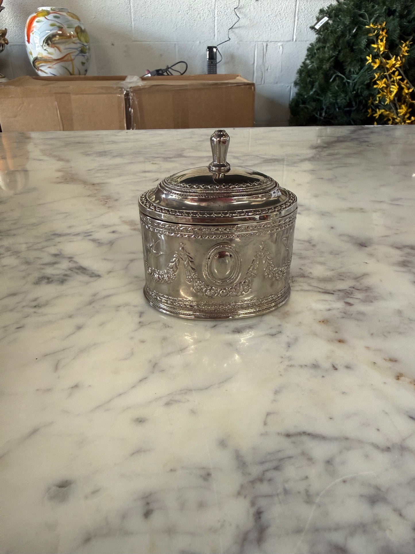 Vintage Silver Plated, Velvet Lined Trinket Box