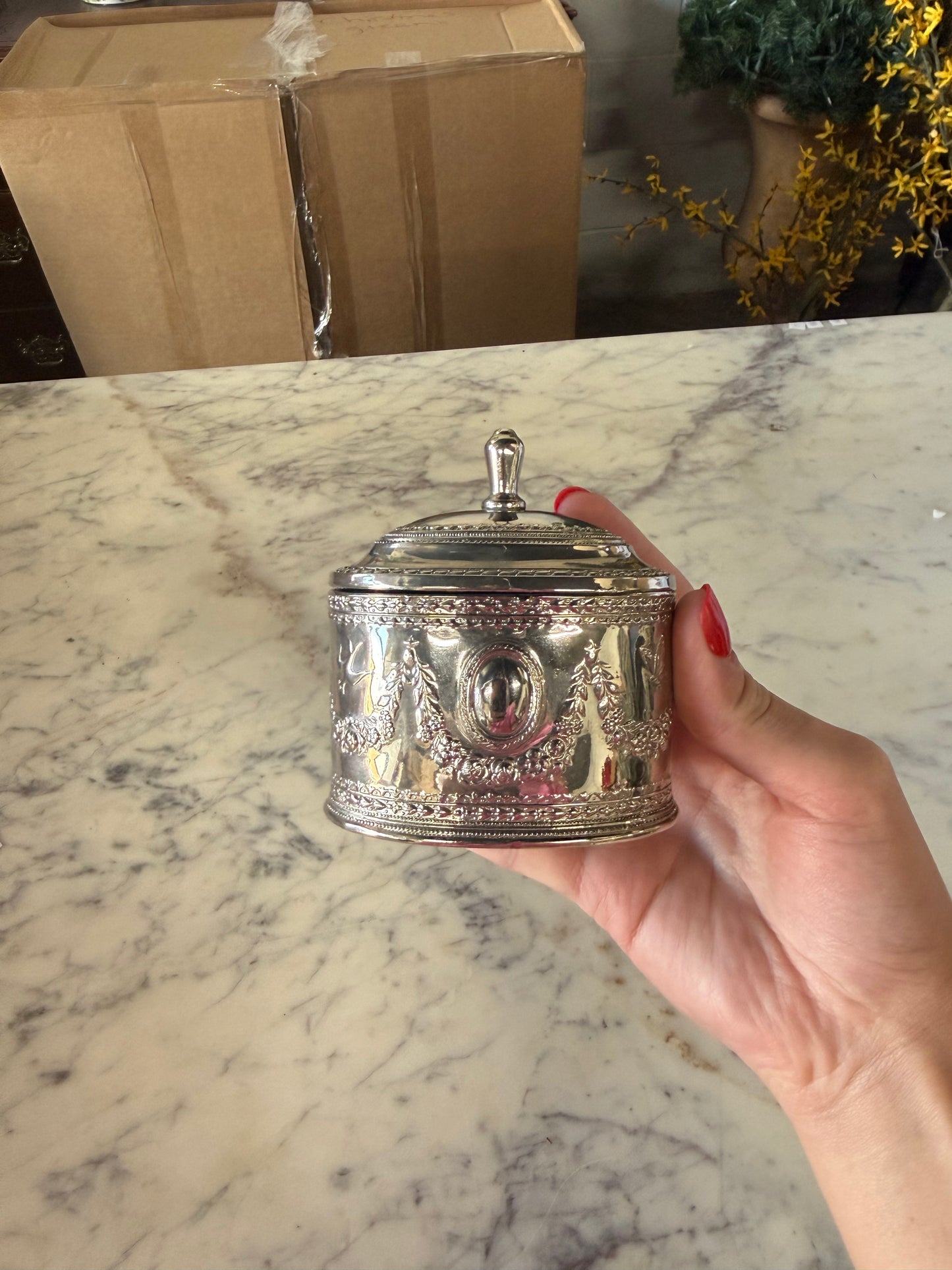 Vintage Silver Plated, Velvet Lined Trinket Box