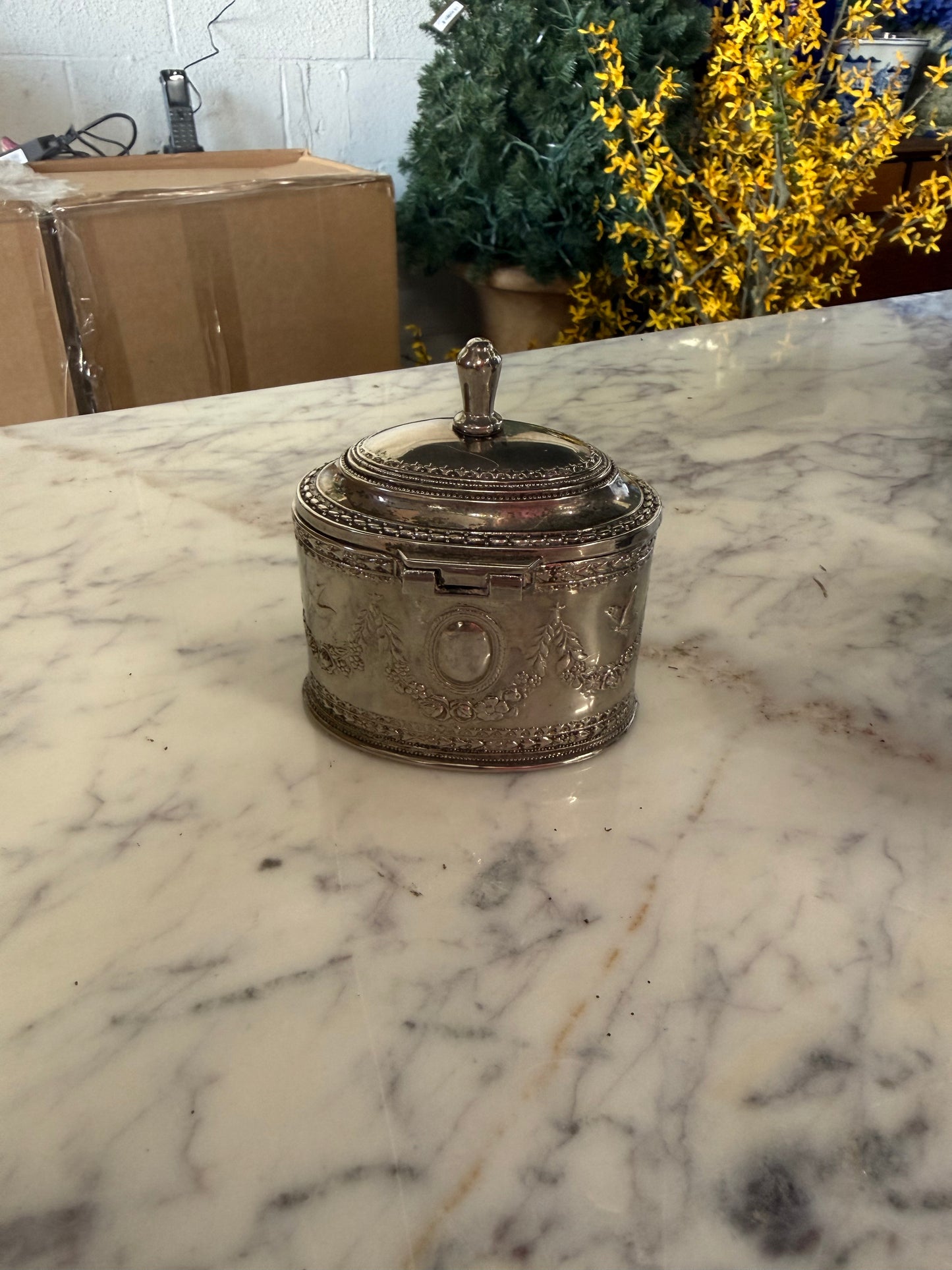 Vintage Silver Plated, Velvet Lined Trinket Box